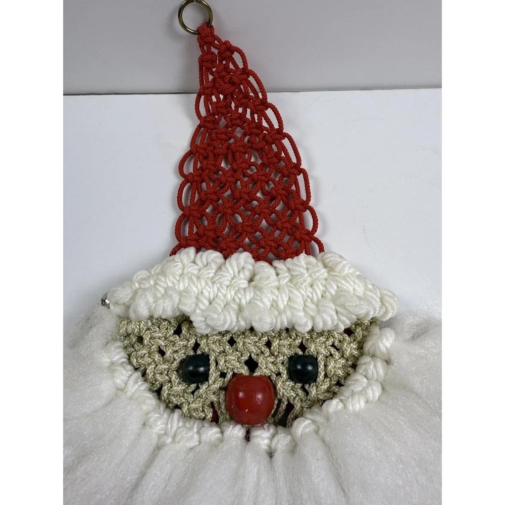 VTG Santa Claus Christmas Decoration 1970s‎ Macrame Wall Hanging 20 